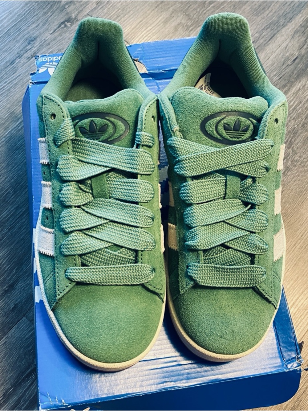 adidas Green Suede Sneakers with White Stripes